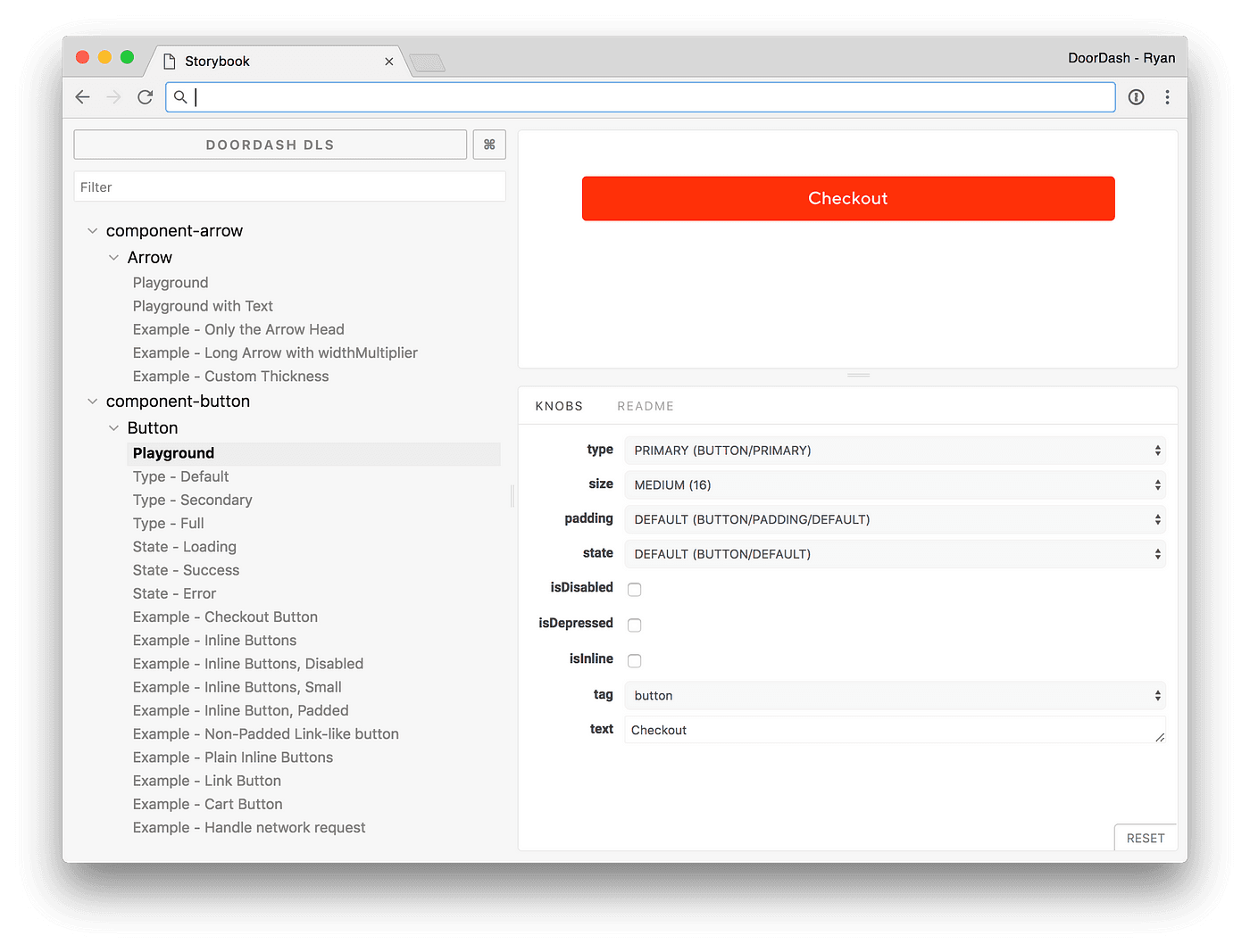 A peek at our Design Language System’s Storybook playground for playing with our components.